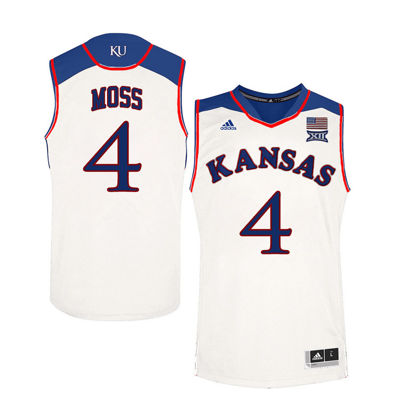 Men #4 Isaiah Moss Kansas Jayhawks College Basketball Jerseys Sale-White
